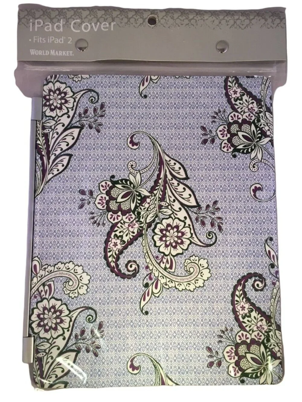 Cost Plus World Market Ipad Cover Blue Purple Magnetic Paisley Fits 9.45 x 7.67